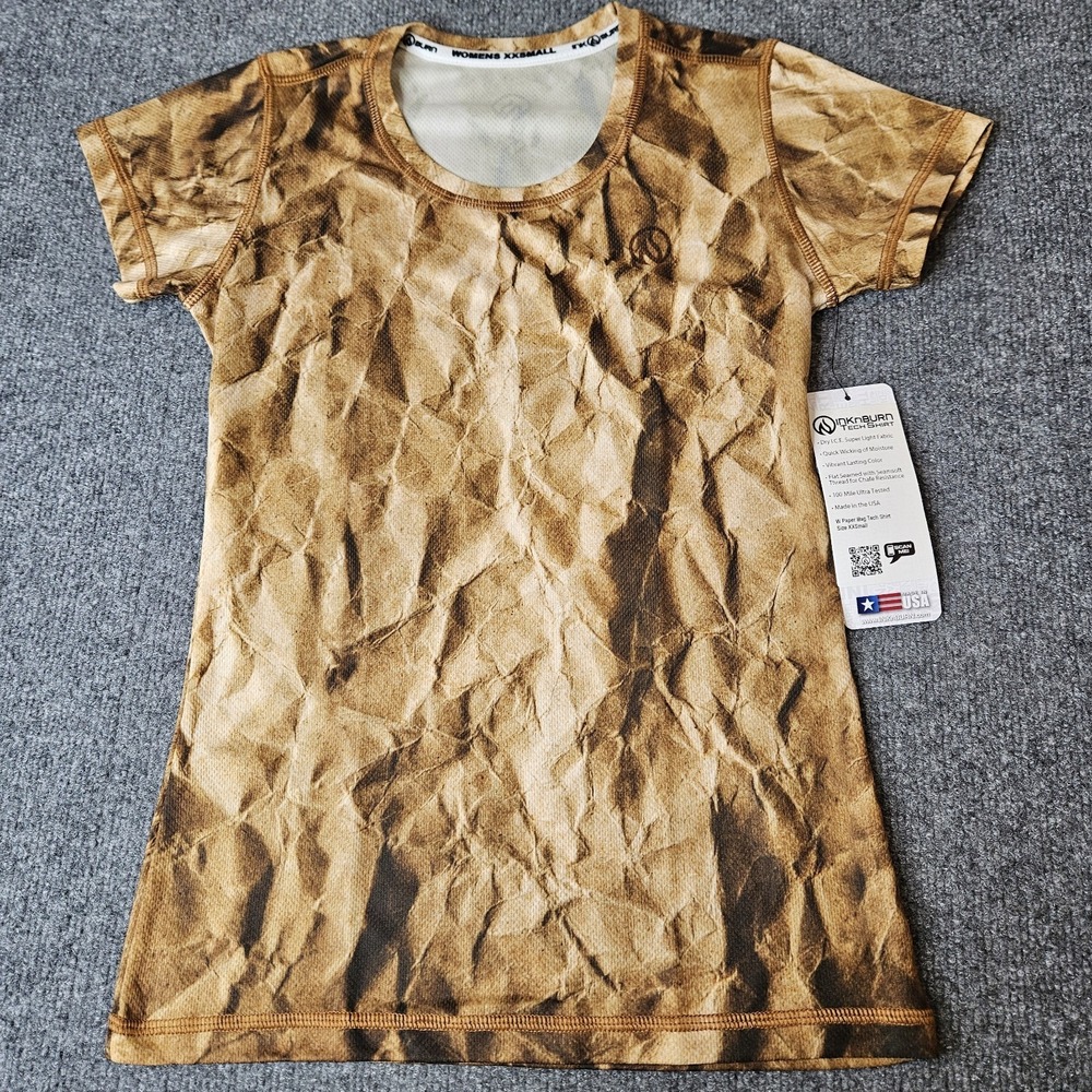Inknburn‎ Womens Tech Tee Size XXS Paper Bag Print Shortsleeve Quick Dry Wicking
